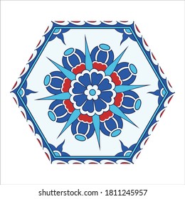 Patrón palaciego de Topkapi en Estambul, Turquía, flores coloridas y brillantes, vector 