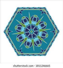 Topkapi palace pattern at Istanbul, Turkey, colorful and bright flowers, vector 