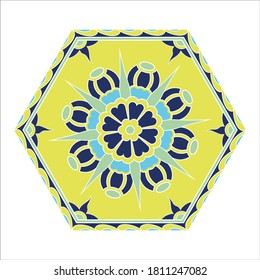 Topkapi palace pattern at Istanbul, Turkey, colorful and bright flowers, vector 