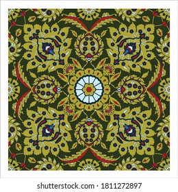 Topkapi palace pattern at Istanbul, Turkey, colorful and bright flowers, vector 