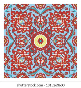 Topkapi palace pattern at Istanbul, Turkey, colorful and bright flowers, vector 