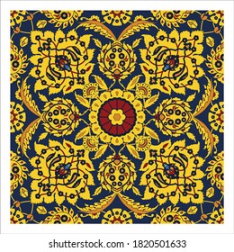 Topkapi palace pattern at Istanbul, Turkey, colorful and bright flowers, vector 