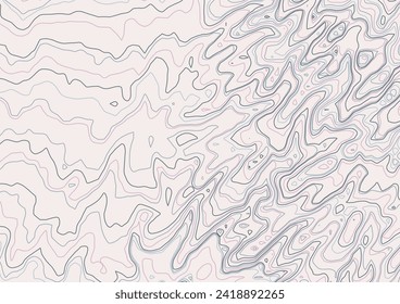 Topographic abstract cream background of mountains with grey and blue lines of terrain