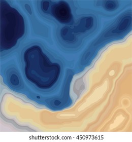 Topographic abstract map. The natural relief of the land and water. Stylized landscape. Color background, vector illustration.