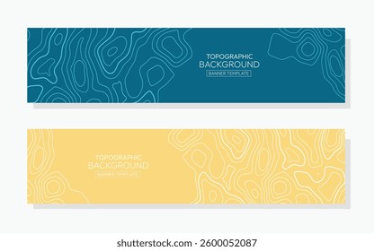 Topographic Background Banner Templates, Abstract Contour Line Design. Vector illustration For Banner, Header, Footer, Card.