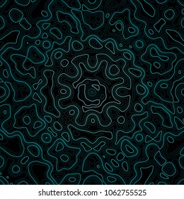 Topographic background. Contour elevation topographic vector map. Geographic grid abstract vector illustration. Mountain, cartography, earth, nature, travel concept. Wireframe backdrop. Blue, dark.