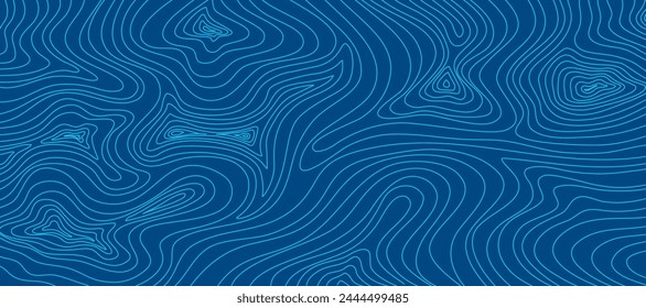 Topographischer Konturhintergrund. Konturlinien. Topographischer Kartenhintergrund. Abstrakter wellenförmiger Hintergrund. Abstrakter blauer Wellenhintergrund