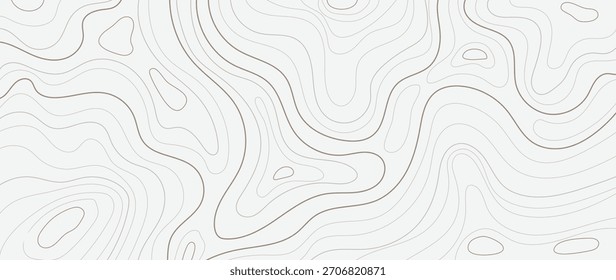 Plano de fundo vetorial de linha de contorno topográfico com curvas de fluxo preto abstrato em branco — design moderno mínimo para papel de parede, embalagem e decoração criativa