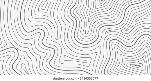 Fondo del mapa del contorno topográfico, Mapa de la cuadrícula geográfica de la línea dibujada a mano. Mapa lineal de topografía y esquema geográfico de contorno. Topografía estilizada de altura en un estilo mínimo. Vector