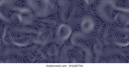 Topographic contour map background. Terrain with blue glowing lines. Vector relief texture