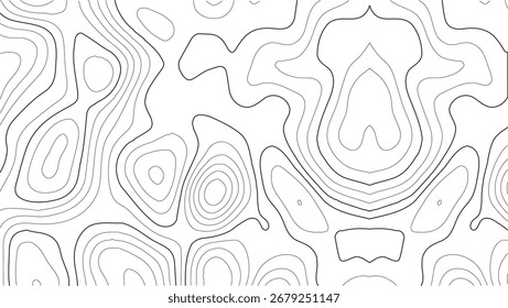 Topografische Kontur Karte Hintergrund.Topografische schöne weiße und schwarze Kontur Topo wellige Muster Karte Linie Design, Abstrakte Vektor Welle Gitter mit Mountain Relief.