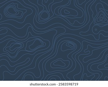 Topographic contour map. dark blue geography map grid abstract background