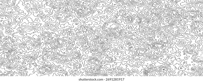 Topographic Contour Map Lines Black and White Seamless Pattern Illustration
