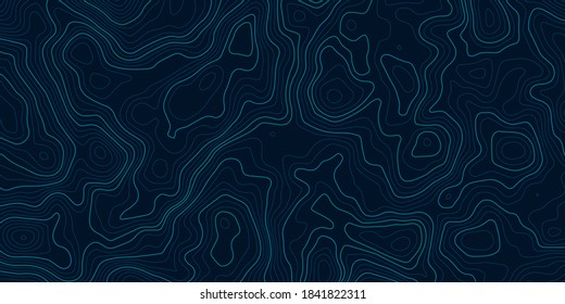 Mapa de contorno topográfico sobre fondo azul. Mapa de rejilla del vector.