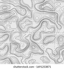 Topografische Konturkarte auf weißem Hintergrund. Vektorillustration Grid Karte.