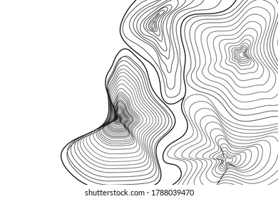 Topografische Konturkarte auf weißem Hintergrund. Vektorgitterkarte