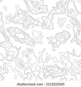 Topographic contour seamless vector pattern, with heights lines. Geographical and topography geometric texture.