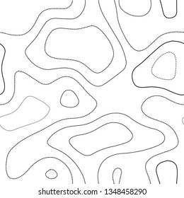 Topographic contours. Black and white seamless design. Bizarre tileable isolines pattern. Vector illustration.
