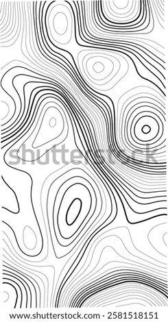 Topographic contours. Black and white seamless design. Uncommon isolines pattern. Vector illustration.
