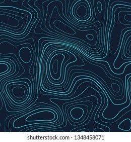 Topographic contours. Futuristic seamless design. Uncommon tileable isolines pattern. Vector illustration.