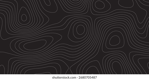 topographic contours map background .Abstract Topographic Contour Line Art Pattern on a Dark Background	