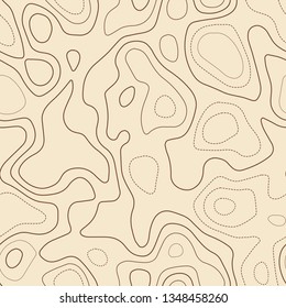 Topographic contours, seamless design, alluring tileable isolines pattern, vector illustration.