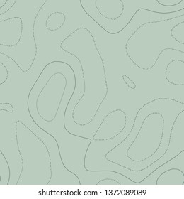 Topographic contours, seamless design, comely tileable pattern in green tones, vector illustration.
