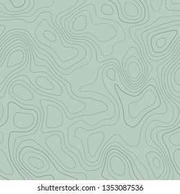 Topographic contours, seamless design, exquisite tileable pattern in green tones, vector illustration.