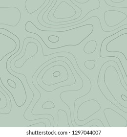 Topographic contours, seamless design, noteworthy tileable pattern in green tones, vector illustration.