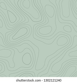 Topographic contours, seamless design, rare tileable pattern in green tones, vector illustration.