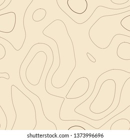 Topographic contours, seamless design, tileable isolines pattern, vector illustration.