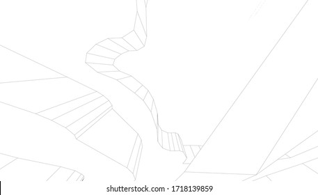 topographic drawing landscape 3d visualization., architectural form