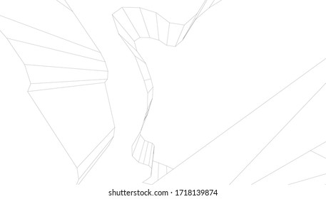topographische Zeichenlandschaft 3d-Visualisierung, architektonische Form