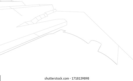 visualización en 3d del paisaje de dibujo topográfico, forma arquitectónica