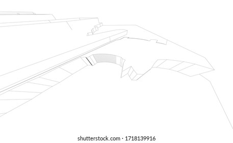 topographic drawing landscape 3d visualization., architectural form