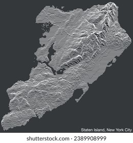 Topographic exaggerated relief map of the borough of the STATEN ISLAND, NEW YORK CITY with solid contour lines and name tag on vintage background