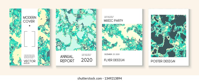 Topographic Fluid Liquid Paint Vector Cover. Green Tropical Forest Ecology Report. Hipster Earth Day Ecology Poster. Corporate Identity, Music Poster Template. Topographic Fluid Vector Cover