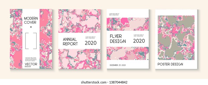 Topographic Fluid Liquid Paint Vector Cover. Funky Earth Day Ecology Poster. Trendy Magazine, Corporate Identity Template. Pink Rose Japanese Cosmetics Design. Topographic Fluid Vector Cover