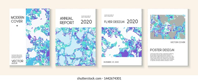 Topographic Fluid Liquid Paint Vector Cover. Scientific Journal, Trendy Magazine Template. Simple Earth Day Ecology Poster. Water Ecology Blue Winter Report. Topographic Fluid Vector Cover