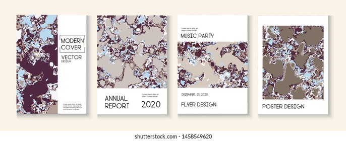 Topographic Fluid Liquid Paint Vector Cover. Modern Earth Day Ecology Poster. Brown Red Earth Soil Volcano Design. Trendy Magazine, Scientific Journal Template. Topographic Fluid Vector Cover