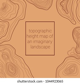a topographic height map of line imaginary landscape, vector illustration on brown background