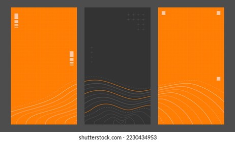 Topographischer Linienkonturhintergrund, vertikaler Banner für topographisch-geographische Rasterdiagramme mit Kopienraum, abstrakte Stock-Vektorgrafik für die Sozialmedien-Post