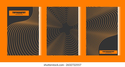 Plano de fundo do contorno da linha topográfica, faixa vertical do padrão de mapa de grade geográfica topográfica com espaço de cópia, ilustração vetorial de estoque abstrato para mídia social