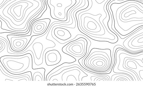 Topographic Line Illustration in Retro Geographic Style with Hand-Drawn Elevation Contours, Mountainous Landscapes, and a Nostalgic Hiking Map Aesthetic.