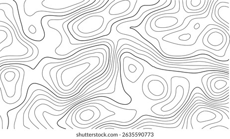 Topographic Line Illustration in Retro Geographic Style with Hand-Drawn Elevation Contours, Mountainous Landscapes, and a Nostalgic Hiking Map Aesthetic.