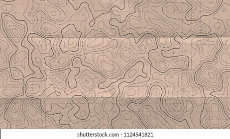 Topographic line map. Abstract concept topographic map in vintage style. Vector background.