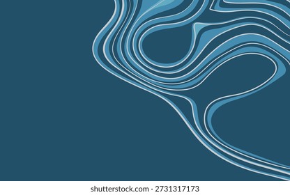 Padrão de Linha Topográfica – Fundo Abstrato de Textura de Onda Azul Escura