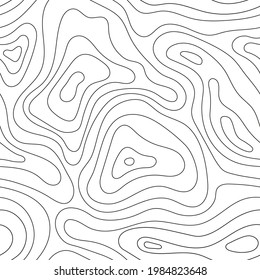 Topographic line pattern, map landscape background above view. Linear seamless pattern. Vector abstract line