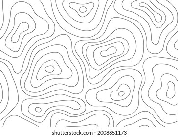 Topographic line pattern, map landscape background outline above view. Vector abstract line