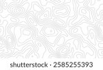 Topographic line pattern. Topography map. Contour geographic texture. Mountain background. Topograph terrain. Abstract relief geography. Geometric lines on white background. Vector illustration